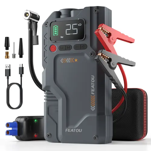 Featou Portable Car Jump Starter with Air Compressor, 16800mAh Battery Booster (10.0L Gas Compatibility), 150PSI Digital Inflatable Tire Inflator, LED Light, PD65W Fast Charging, Car Accessories, Batteries for Road Trips
