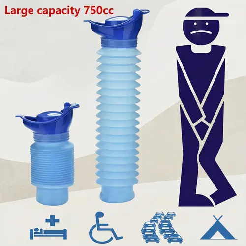 Men's 750ml Collapsible Emergency Urinal Bottle - Foldable Camping Toilet, Unisex Adjustable Size Hiking Gear, Portable Travel Accessory for Outdoor Camping, Traffic Delays (1PC), Traffic Delay Ready, Compact Form, Collapsible & Retractable Structure, Pal
