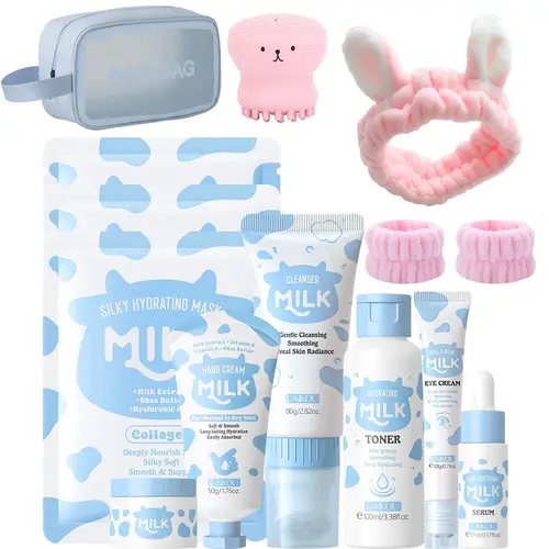 Milk Skincare Set for Kids & Teens, Moisturizing Skin Care Kit,Complete Kids Skin Care Set for Women And Teens, Skin Care for Kids Girl 10-55, Skin Care Set for Teens, Face Care Kit Gentle, Nourishing, Minis Set Skin Care Kits,All Skin Types(5/14/20pcs)