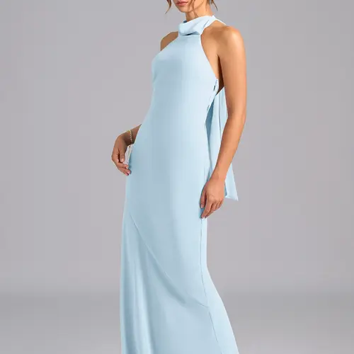 AZAZIE Women's Velli Sleeveless Mermaid High-Neck Halter Bow Formal Wear, Lady's Bridesmaid Dress for Wedding Guest, Party Events sohochic