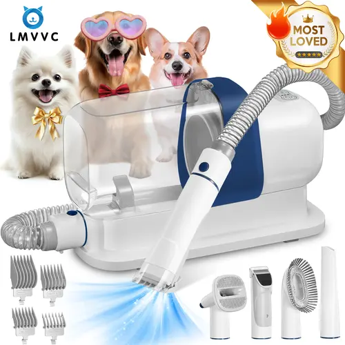【LimitedTimeFlashSale】LMVVC Dog Grooming Vacuum & 5 in 1 Pet Grooming Vacuum Kit with 99% Suction, Dog Brush for Shedding, 2.3L Dust Collection Poodle Puppy, Grooming Trimming Tool