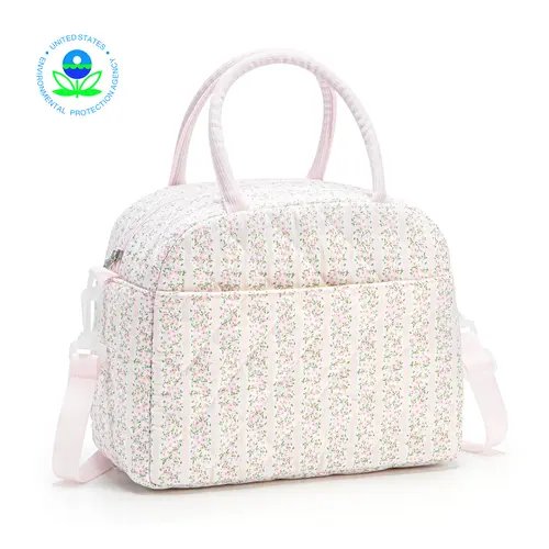 Lunch Bag for Women Reusable 10L Lunch Box Quilted Puffer Large Capacity Insulated Cooler Tote Bags Work Travel Picnic