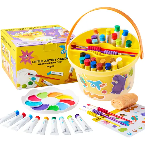 Jar Melo Kids Washable Tempera Painting Craft Kit, Non-Toxic Paints for Worry-Free Play Learning Set, Playful Drawing & Painting Supplies Colorful Kit for Ages 4-8, Safe School Supplies, Gift Ideas for Kids