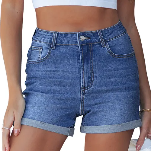 luvamia Jean Shorts for Women High Waisted Trendy Cuffed Hem Casual Summer Stretchy Comfortable 2026 Denim Mom Shorts,back to school shopping
