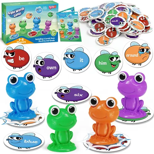 Torlam Sight Word Games,Frog stomp sets, Educational Flash Cards,Homeschool Supplies ,Phonics Learning Games，Family games with multiple participants,Party games,School holidays,back to school