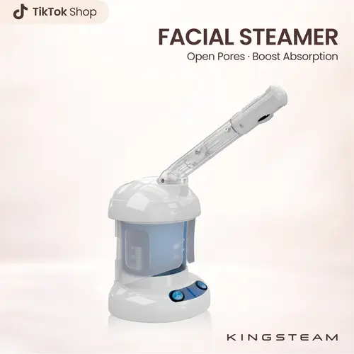 KingSteam Facial Steamer - Ozone Steamer with Extendable Arm - Professional Nano Ionic Facial Steamer for Deep Cleaning - Portable for Personal Care Use at Home or Salon