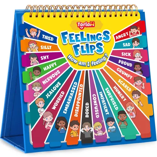 Feelings and Emotions Book for Young learners,Understanding Emotions Toys,Social Emotional Flipbook,Mood Feelings Chart,Learning Tools ,Calm Down Corner Supplies,School holidays,Suitable for teachers and parents,back to school
