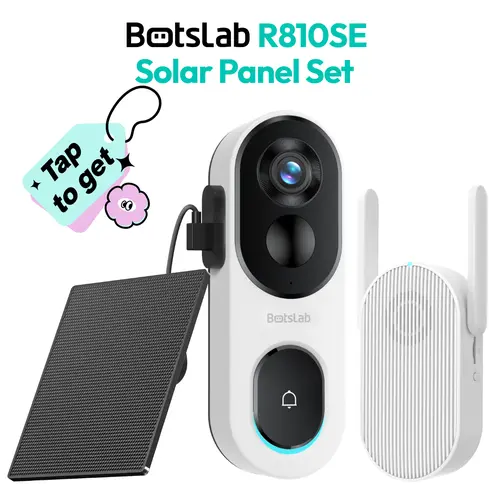 Botslab Wireless Video Doorbell Camera Solar Panel Set - Smart Home Gadget, Home Security System, 180° View, 2-Way Audio, AI Notifications, 5200mAh Battery, 2.4Ghz Wi-Fi, Secure No-Subscription Storage, Real-Time Communication, Outdoor Security Solutions
