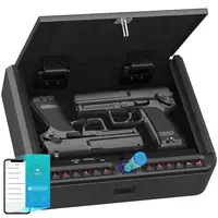 Biometric Gun Safe - 4-Way Quick Access Electronic Digital Steel Portable Home Security Safe with APP Control, Fingerprint, Keypad, Key for Nightstand, Bedside, Portable Safe, Electronic Safe,Back to School