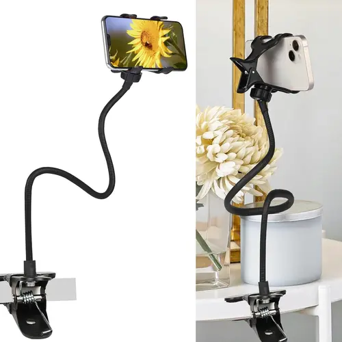 360-Degree Adjustable Lazy Phone Holder, Long-Arm Clip-On Mount for Bed, Desk, Headboard, Desk Clip Phone Holders & Mounts Clamp Accessory