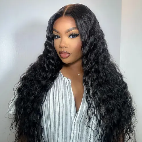 Hot Star Water Wave 13x6 HD Transparent Lace Front Wigs Human Hair 180% Density Human Hair Wigs for Women Pre Plucked with Baby Hair Natural Color