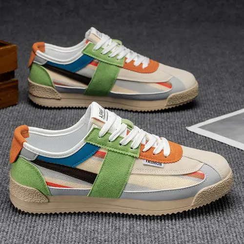2026 Spring/Summer Men's Sports Casual Shoes Canvas Forrest Gump Shoes Breathable Mesh Shoes Low Top Laceup Trendy Shoes