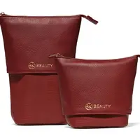Standup Brush Holder & Travel Makeup Bag - Burgundy