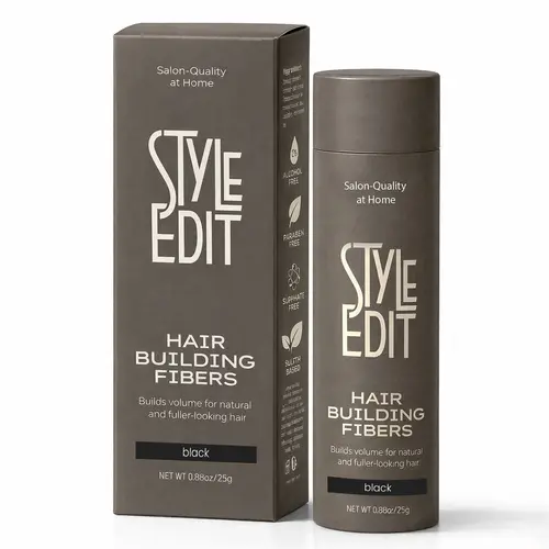 Style Edit Hair Building Fibers for Thinning Hair | Conceals Receding Hairlines, Fine Hair & Bald Spots | 100% Plant-Based Hair Thickening Powder for Men & Women