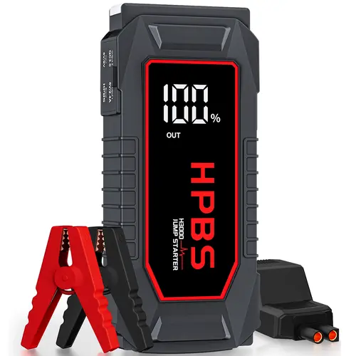 HPBS Compact Car Jump Starter Car Accessories - 3000A 12V Automotive Battery Booster, 24000mAh Power Bank, 3-Mode LED Light, 10.0L Gas/8.0L Compatibility, Secure Safety Protocols, Winter Emergency Powersports Charger