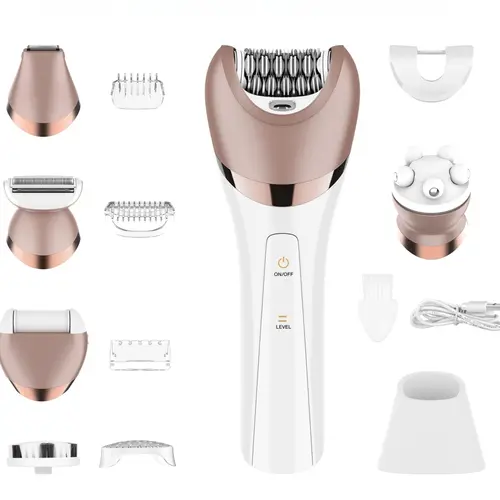 6 in 1 Electric Shaver, Cordless Body Shaver, Cordless Portable Shaver, Wireless Shaver, USB Rechargeable Hair Removal Machine Epilator Hair, Multifunctional Beauty Kit, Washable Facial Cleaning Instrument for Women