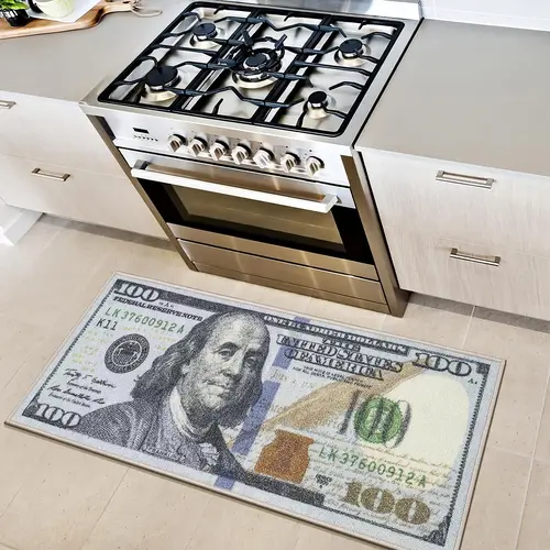 AISOON 100 Dollar Bill Print Durable Area Rug - Non-Slip, Stain-Resistant, Multicolor, 22"x53"/23"x71" Indoor Rug for Entryway, Bedroom, Household Items, Room Accessories, Cool Room Decor, Decorative Rugs, Indoor Floor Rug