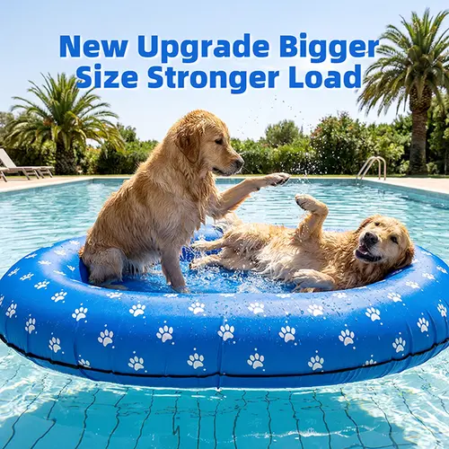 Dono Large Blue Bones-Heavy-Duty Inflatable Pool Float for Dogs - Sturdy Fabric-Covered, Portable, Puncture Resistant Canine Cooling Toy, Great Present for Medium/Large Dogs, Summer Water Accessory