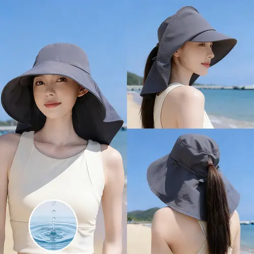 Spring/Summer Wide-brimmed Sun Hat, Korean Style Fashion Shawl, Outdoor Double-Layer Quick-Drying Waterproof Fisherman Hat Sun Bucket Hat Adjustable Hat