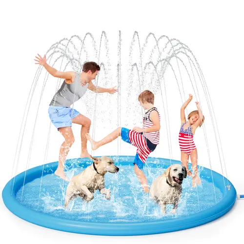 Pecute Dog Splash Pad Sprinkler - Non-Slip Durable Thick PVC Backyard Water Play Gear (No PVC Pipe), Portable Pet Wading Pool, Summer Outdoor Toy, Swimming Pool Portable, Water Floating Mat, Kiddie Inflatable Set