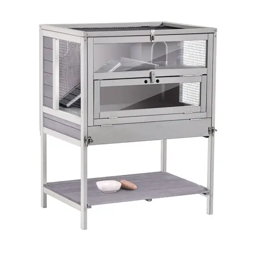 Aivituvin-25 Anti-Chewing Wooden Hamster Cage Habitat - Metal Iron Frame, Wire Mesh Small Animal Enclosure, Safe Guinea Pig Cages