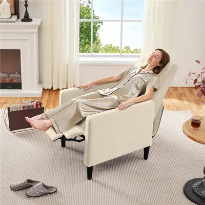 Costoffs Fabric Manual Recliner Chair, Vintage Style, Adjustable Back & Footrest, 331lb Capacity for Small Spaces, Indoor Lazy Furniture Chair, Manual Recliner Chairs,dorm essentials,home decor