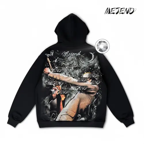 MeJend Rhinestone Graphic T-Shirt, Unisex Streetwear Hoodie, Vintage Casual Style, Sparkly Design for Everyday Menswear