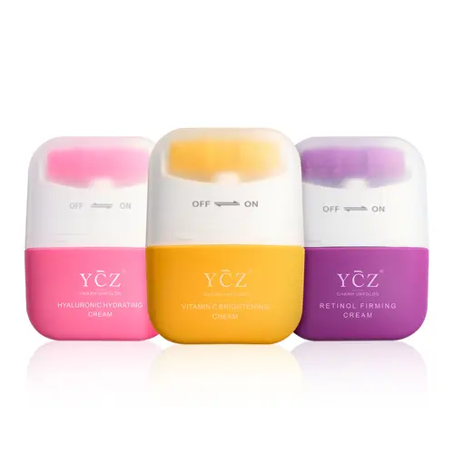 YCZ 3-Piece Essential Facial Skin Care Kit - Retinol, Hyaluronic Acid, Vitamin C Cream Set with Twist Design Built-In Massager, Sodiumpolyacrylate, Anti-Aging, Everyday Luxury Face & Neck Care