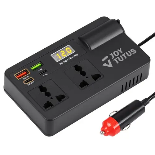 Joytutus 12V-24V to 220V Car Truck Inverter with Smart Chip, QC3.0 Super Fast Charger, Power Charger, Wireless CarPlay Adapter, USB & Type C Ports, Dual Protection, Truck Accessories, Father's Day Gift, Laptops