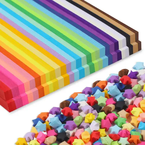 Origami Paper Art Supplies Kit - 2060 Colorful Handcrafted Sheets, 27-Color Double-Sided Star Paper Strips, Quality Material Scrapbook Supplies for Festival, Happy Birthday Gifts, DIY Crafts, House Decoration