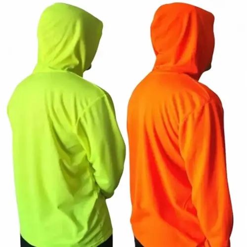 2 SHIRT PACK Hi Vis Long Sleeve Safety Shirt With Hoodie, Quick Dry Polyester Birdeye mesh / Ultra lightweight hoodie shirt Reflective Thin Pullover Long sleeves ( 2 SHIRTS PER ORDER)