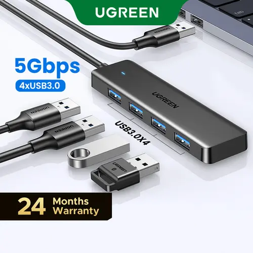 UGREEN 5Gbps USB 3.0 Ultra-Slim Hub, 4-Port USB A-Type C Splitter Adapter for Desk PC, Back to School Compatible with PS5, Xbox, Mouse, Keyboard, Flash Drive