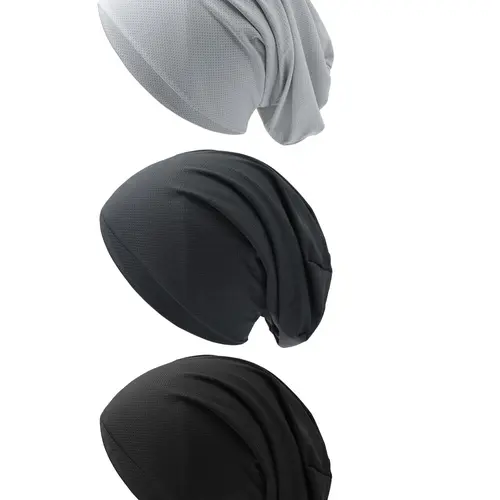 Unisex Breathable Mesh Slouchy Beanie Cap Set, Casual Summer Cycling Sports Hat, Fitted Design, Ideal for Men & Women, Lightweight Outdoor Use