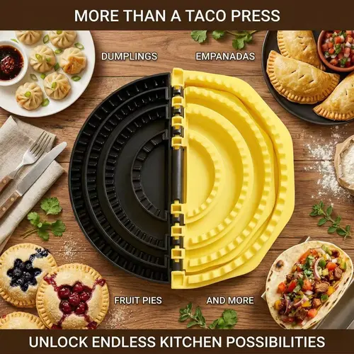 4-in-1 Adjustable 4-10 in Tortilla Sealer & Crimper Quesadilla Maker with Sharp Tooth Edge, BPA-Free Detachable Dishwasher Safe Kitchen Utensils for Empanadas, Tacos, Dumplings