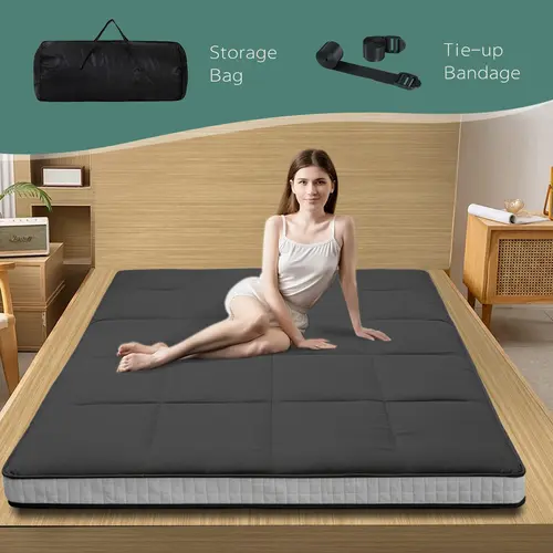 Naudacaa Japanese Floor Futon Mattress - Thick Space-Saving Convertible Folding Mattress Sofa, Futon Sleeper Sleeping Pad for Kids (Indoor Furniture), Futon Sleeper Mattress