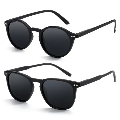 ZENOTTIC 2pcs Women's Polarized Sunglasses - Casual Style Eyewear, Full Rim Round/Square Frames, Classic Vintage Design, Ideal for Beach Holidays, Couple Gift, Classic Vintage Sunglasses, Trendy Vintage Sunglasses