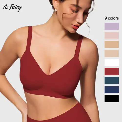 As Fairy Seamless Wireless Push Up Bra, Jelly-Strip Wire-Free Support Tshirt Bra, Convertible Crisscross Straps with Extender (32A-44DD)