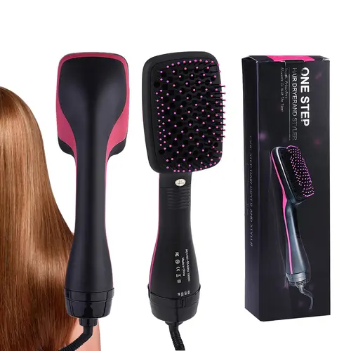 2 in 1 Hair Dryer Brush & Straightener Brush, Hair Dryer and Styler, Negative Ion Blow Dryer Brush, Hot Air Brush Detangles, Dries, Smooths, Reduce Frizz & Static, Grooming Dryer Curlers & Straighteners