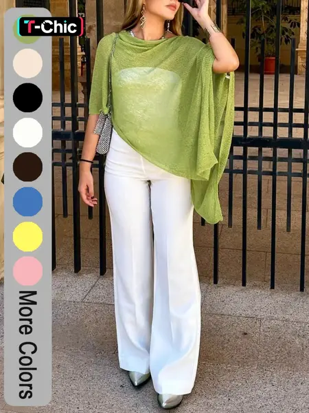 Fashion Elegant Minimalist Lightweight Breathable Multi-Wear Loose Knitwear Shawl Pullover, Casual Daily Wear, Spring & Fall, Plain Design, Womenswear