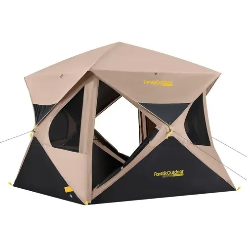 FanttikOutdoor Alpha C4 Ultra 4-Person Pop Up Instant Cabin Tent - 60-Second Instant Set-Up, Windproof Folding Tent, Rainfly Stays Dry, Cool B3 Mesh Airflow, Spacious Interior for Camping & Overlanding