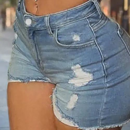 Butt-Lifting High-Waisted Fitted Distressed Denim Jeans Shorts, Vintage Washed Raw Hem, Perfect for Night Out, Club Fits & Club Ready, Women's Fashion, Womenswear