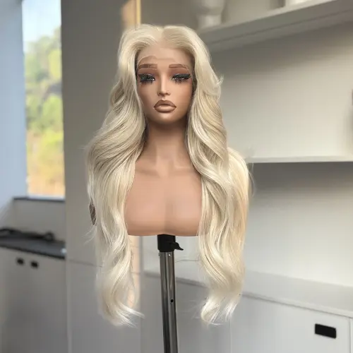 [Super Soft Futura] Beginher Hair Kanekalon-Futura Japan-quality fiber · Highest-grade synthetic hair 30 inches 150% Density Loose Body Wave Free Part 13x6  Frontal HD Lace Synthetic Wear Go Frontal Wig Ash Blonde Color Cool 613 summerwins Pre Cut Wig