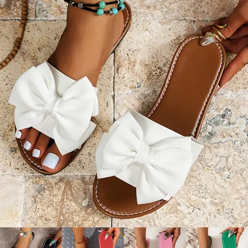 Women's Slip On Flat Sandals, Bowknot Design Sandals, Casual Outdoor Beach Sandals, New Trendy Sandals for Summer, Summer Fashion Sandals, High End Sandals