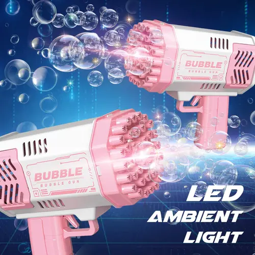 Jaawind Bubble Machine Gun with LED Ambient Light 40 Holes Bubbles Gun Kids Toys for Boys Girls Summer Outdoor Toy Birthday Wedding Party Favors Gifts Colorful