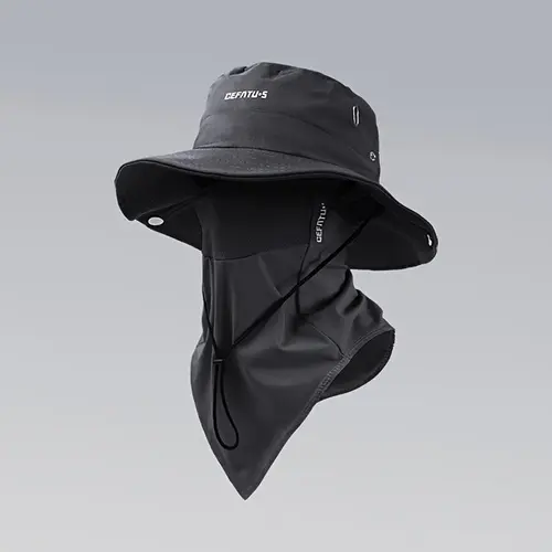 BIGWIG Unisex UPF 50+ Sun Protection Wide Brim Bucket Hat - Neck Flap, Detachable Mask, Foldable Brim, Breathable Adjustable Drawstring Closure, Ideal for Camping Trips, Hiking, Beach‑To‑Hike Ready