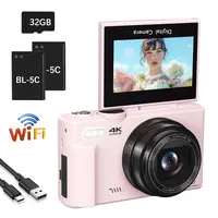 WIKICO Digital Camera, 4K 64MP Cameras for Photography with WiFi & 32GB TF Card, Autofoucs Vlogging Camera with 180° Flip Screen, Compact Vlog Travel Camera Kit for Beginner, Teens,summerwins,father'sdaygifts