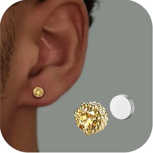 Non-Piercing Magnetic Punk Dragon Claw Clip-On Stud Earrings for Men - 5A CZ Shine, 5/6.5/8mm Stainless Steel Nickelfree Metal, Hypoallergenic Trendy Jewelry for Everyday Wear, Stud Earrings Jewelry
