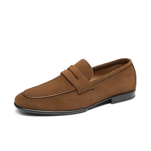 【BRUNO MARC Anniversary】 Men's Classic Twist Penny Loafers - Leather Suede Round Toe Business Casual Slip-On Shoes, Soft Cowhide, Rubber Non-Slip, Lightweight, 180-Foldable, for Daily Travel, Men's Shoes