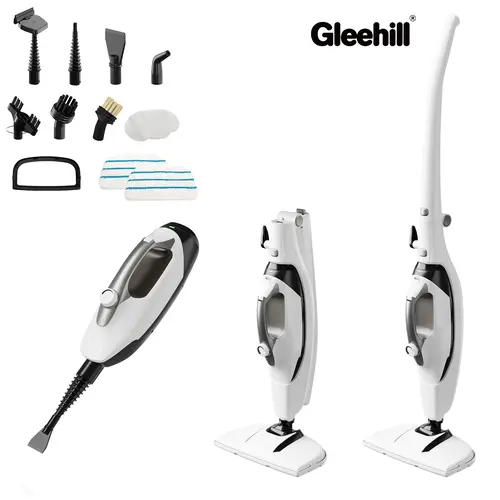 GLEEHILL 1550W Power Steam + Mop Combo, 10-in-1 Electric Floor Mop with Washable Pads, Detachable Handheld Steamer, Multi-Functional Accessories, US Plug, 8m Cord, 23.03*7.67*8.46 inch for Hardwood Floors & Tile,back to school,back to school haul