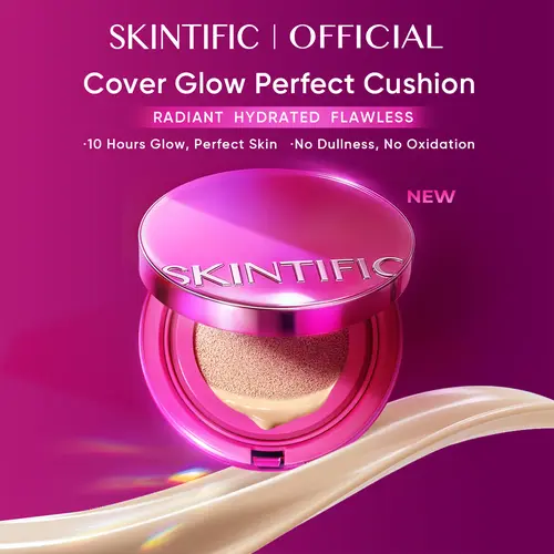 [OG] SKINTIFIC Cover Glow Perfect Pink Cushion 11g Radiant Hydrated Flawless 10 Hours Glow Perfect Skin No Dullness No Oxidation